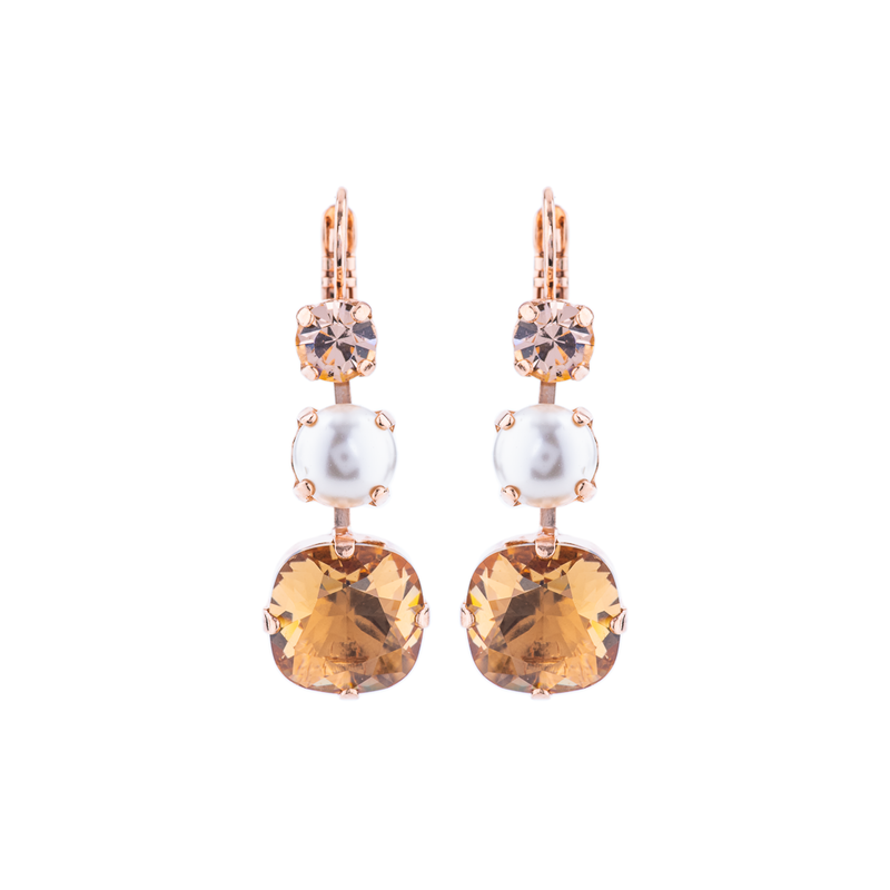 Trio Round and Cushion Cut Leverback Earrings in "Earl Grey"