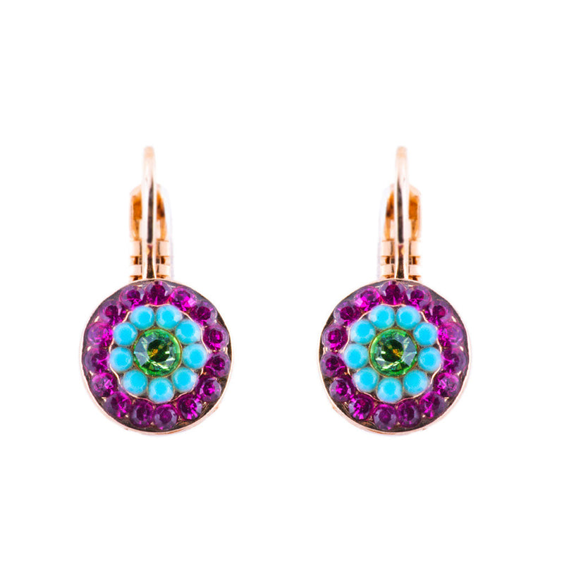 Petite Pavé Round Leverback Earrings in "Rainbow Sherbet"