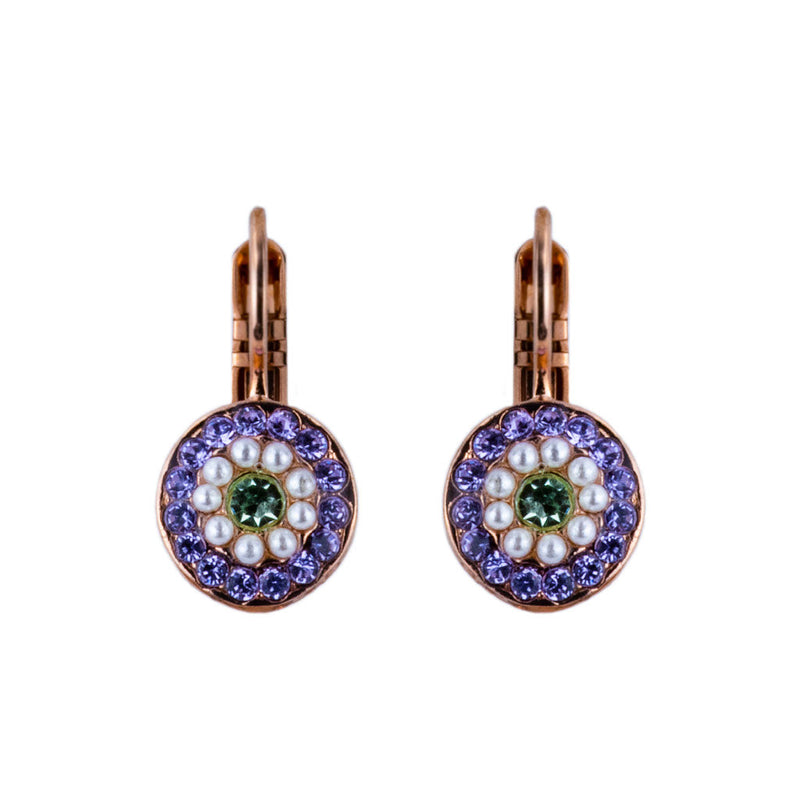 Petite Pavé Leverback Earrings in "Mint Chip" - Rose Gold