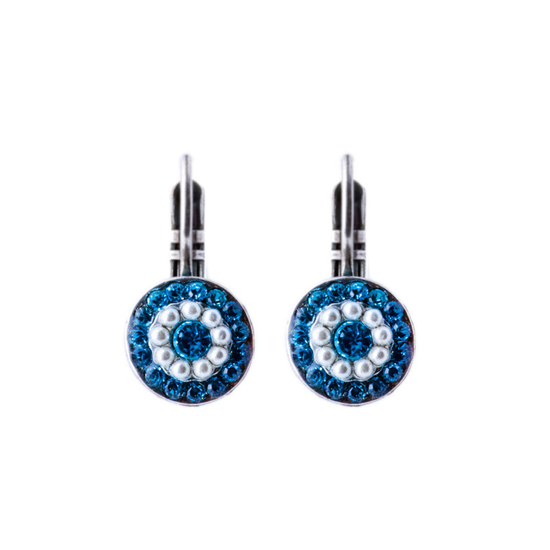 Petite Pavé Leverback Earrings in "Blue Moon"