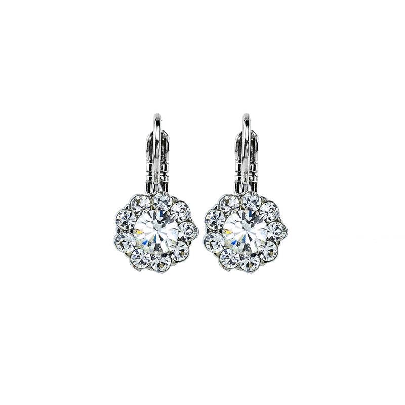 Must-Have Flower Leverback Earrings in Clear - Rhodium
