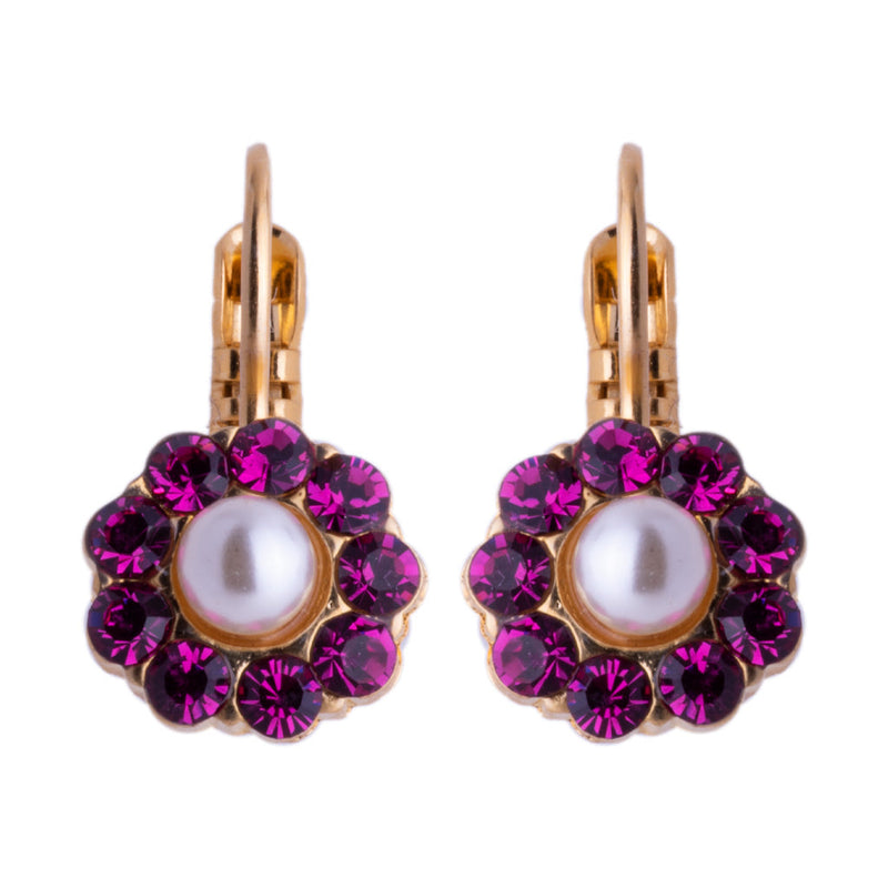 Flower Leverback Earrings in "Roxanne"