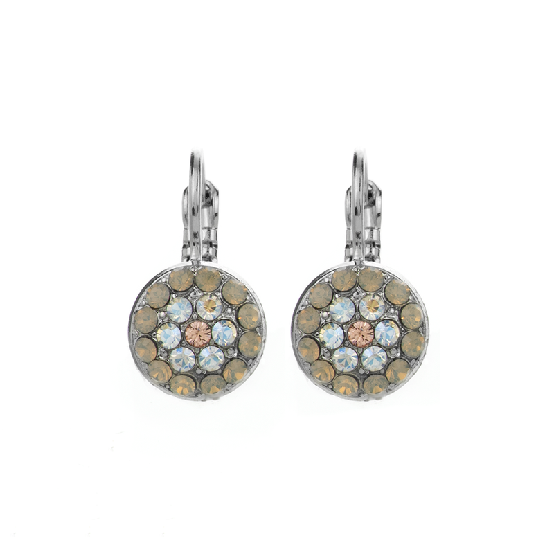 Pavé Round Petite Leverback Earrings in "Peace"