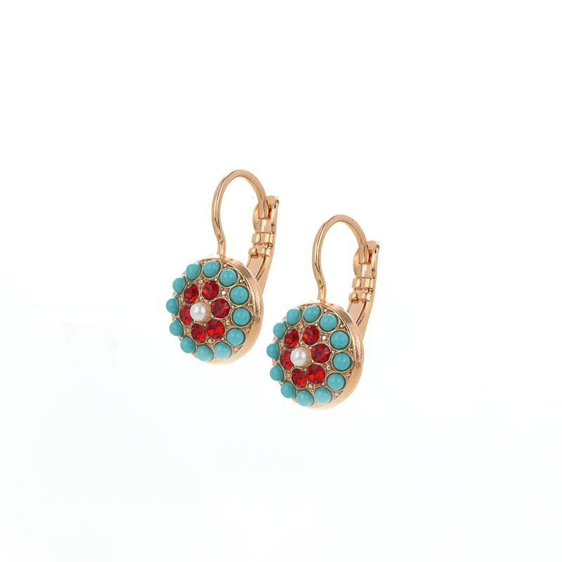 Pavé Round Leverback Earrings in "Happiness"