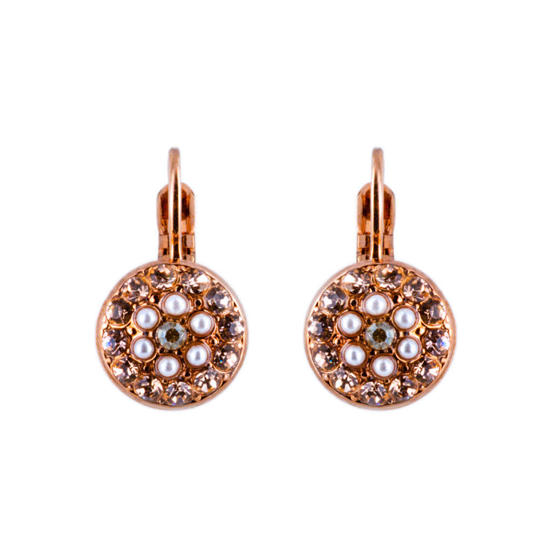 Pavé Round  Leverback Earrings in "Cookie Dough"