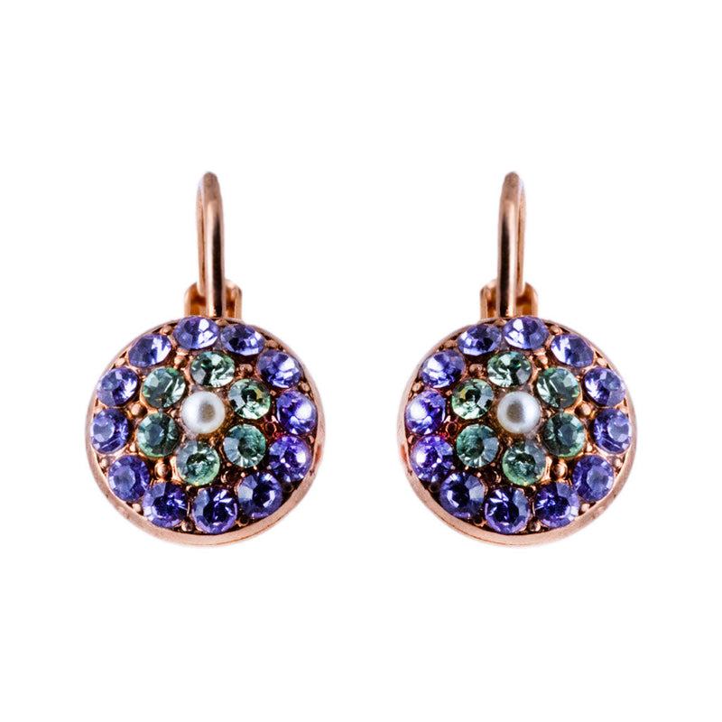 Pavé Round Petite Leverback Earrings in "Mint Chip"