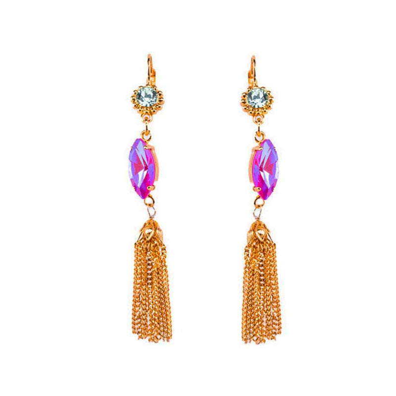 Marquise Leverback Earring With Tassel in "Enchanted"