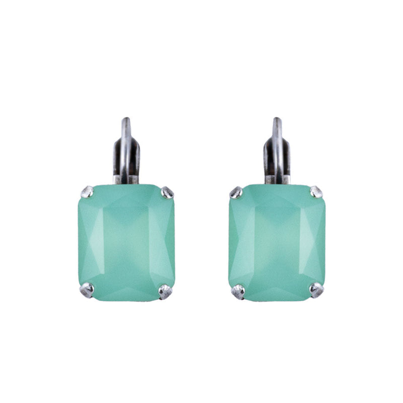 Emerald Cut Leverback Earrings in "Seafoam"