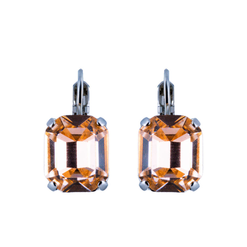 Emerald Cut Leverback Earrings in "Light Peach"