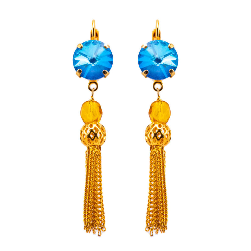 Rivoli Leverback Earrings With Tassel in "Fairytale"