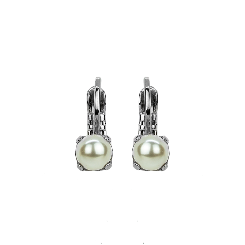 Petite Single Stone Leverback Earrings in "Pearl"