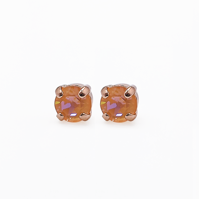 Petite Single Stone Post Earrings in Sun-Kissed "Peach"