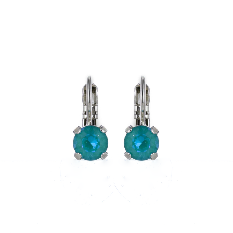 Petite Single Stone Leverback Earrings in Sun-Kissed "Laguna" - Rhodium