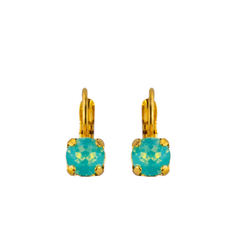 Petite Single Stone Leverback Earrings in Chrysolite Opal
