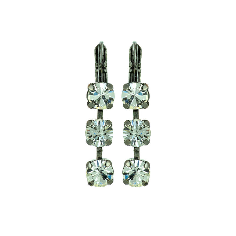 Petite Three Stone Leverback Earrings in "Crystal Moonlight"