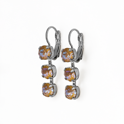 Three Stone Leverback Earrings in Sun-Kissed "Horizon"