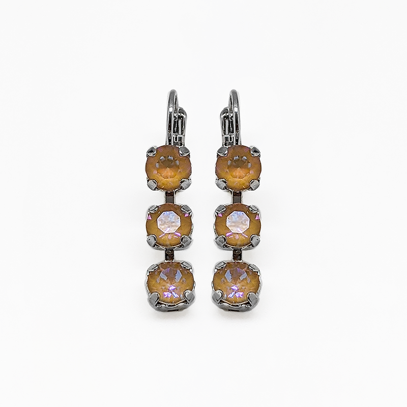 Three Stone Leverback Earrings in Sun-Kissed "Horizon"