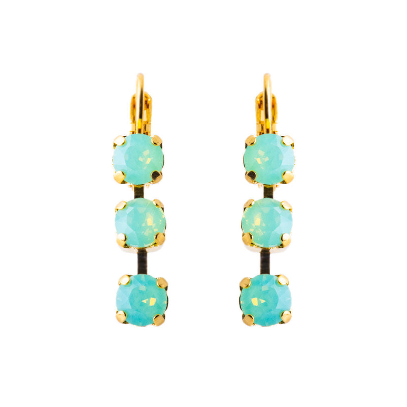 Petite Three Stone Leverback Earrings in Chrysolite Opal