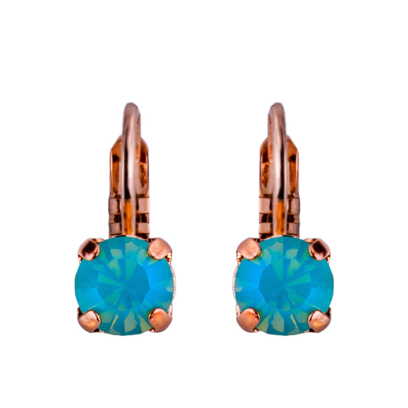 Petite Single Stone Leverback Earrings in Pacific Opal - Rose Gold