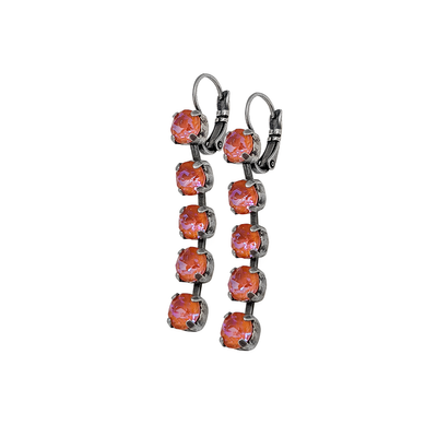 Five Stone Leverback Earrings in Sun-Kissed "Sunset"