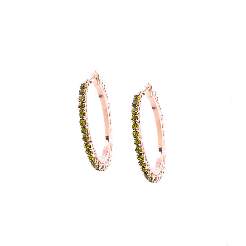 Petite Embellished Hoop Earrings in "Olivine"