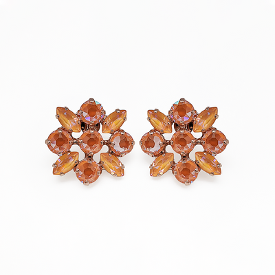 Marquise and Round Post Earrings in Sun-Kissed "Peach"