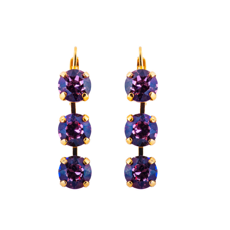 Must-Have Three Stone Leverback Earrings in "Antiqued Pink"