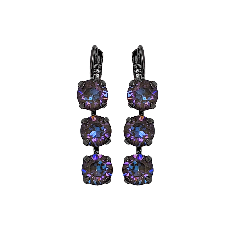 Must-Have Three Stone Leverback Earrings in Sun-Kissed "Midnight"