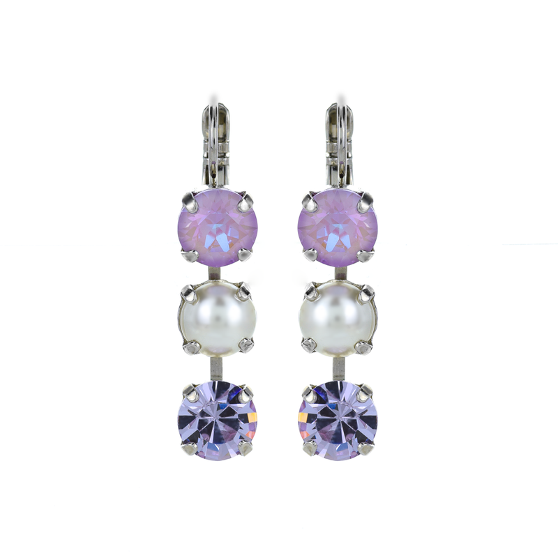 Must-Have Three Stone Leverback Earrings in "Romance"