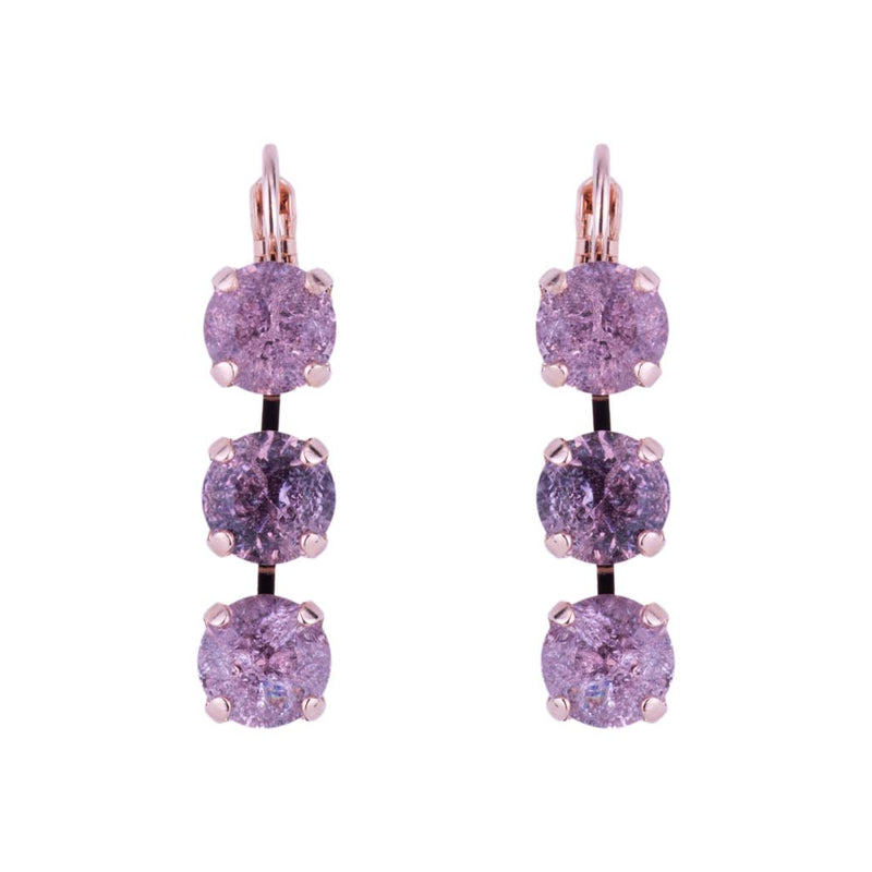 Three Stone Leverback Earrings in "Light Amethyst Ice"