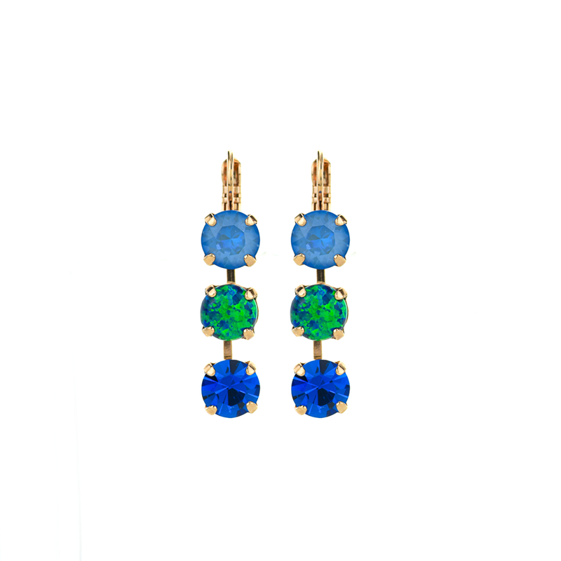 Must-Have Three Stone Leverback Earrings in "Serenity"