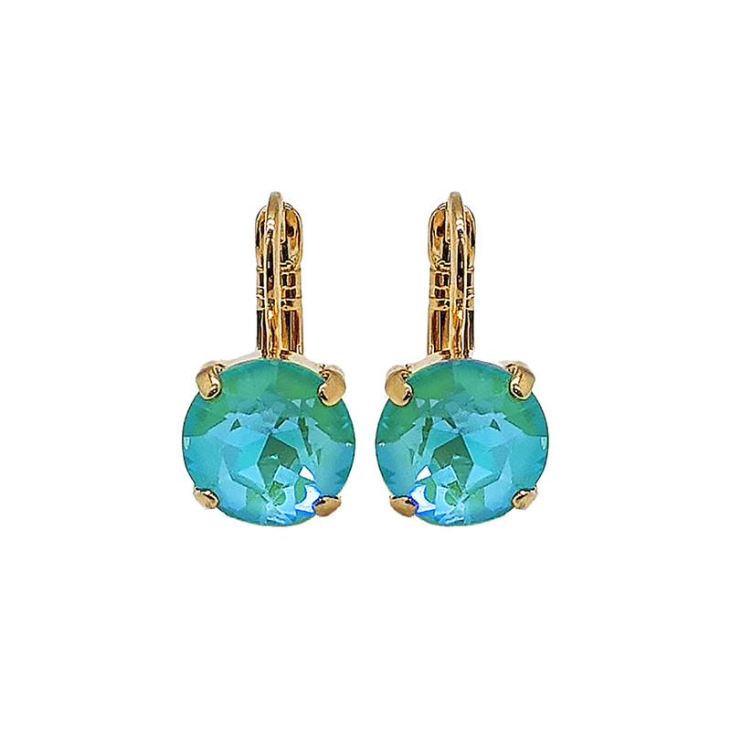 Lovable Single Stone Leverback Earrings in Sun-Kissed "Aqua"