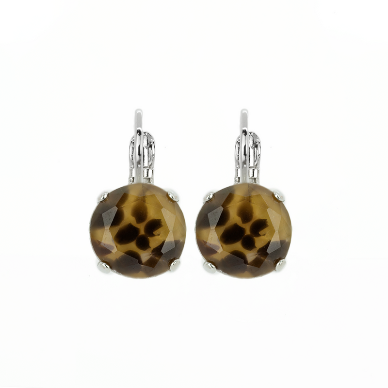 Lovable Single Stone Leverback Earrings in "Cheetah"