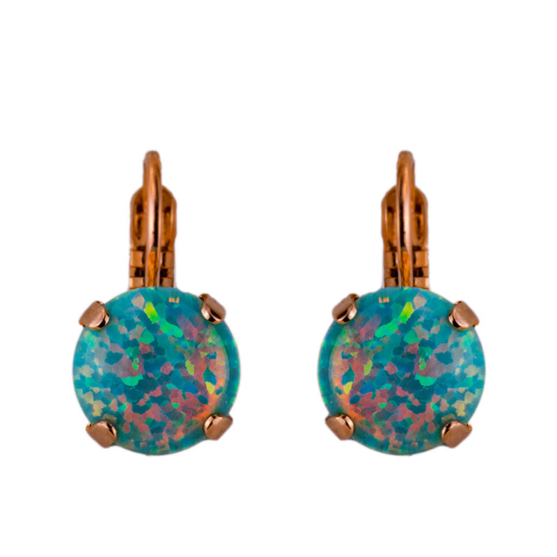 Single Stone Leverback Earrings in "Faux Green Opal"