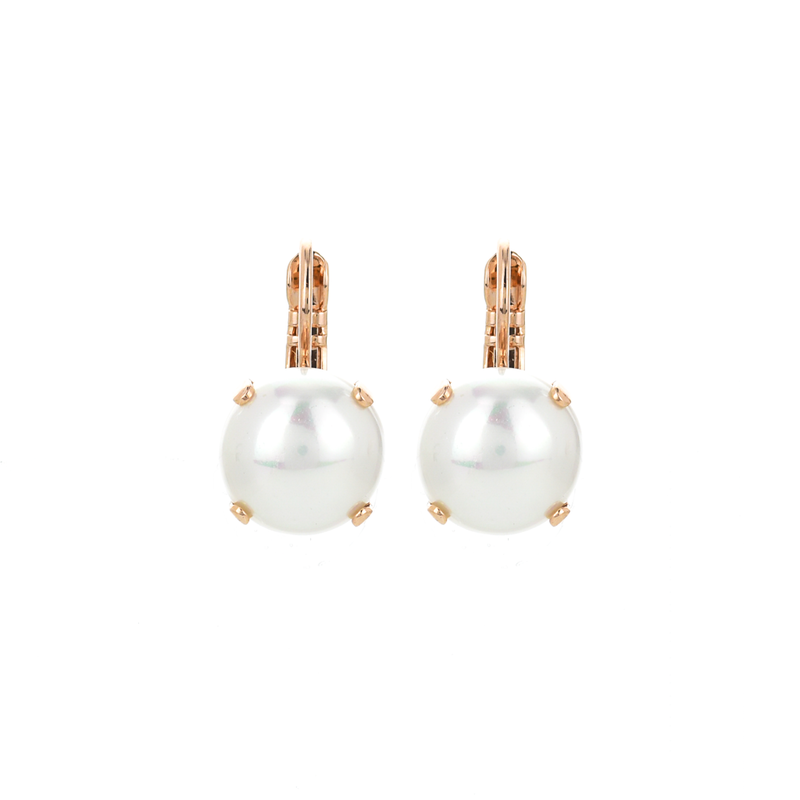 Lovable Everyday Round Leverback Earrings in Pearl