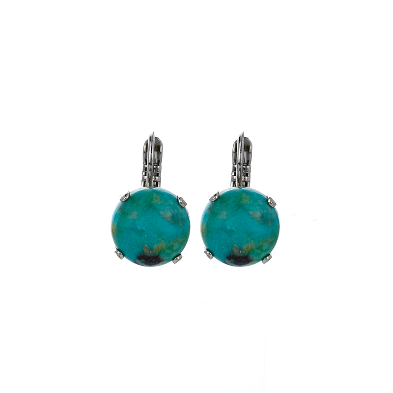 Lovable Everyday Round Leverback Earrings in Natural Turquoise