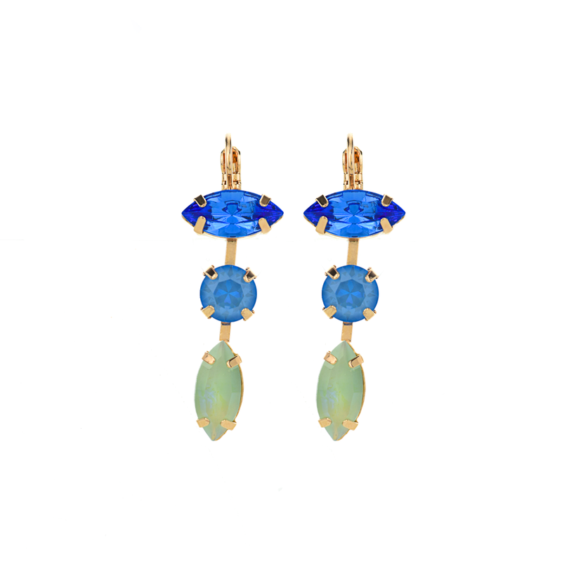 Double Marquise Dangle Leverback Earrings in "Serenity"