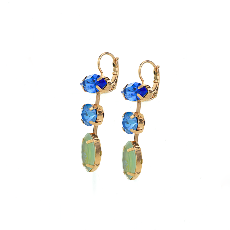 Double Marquise Dangle Leverback Earrings in "Serenity"