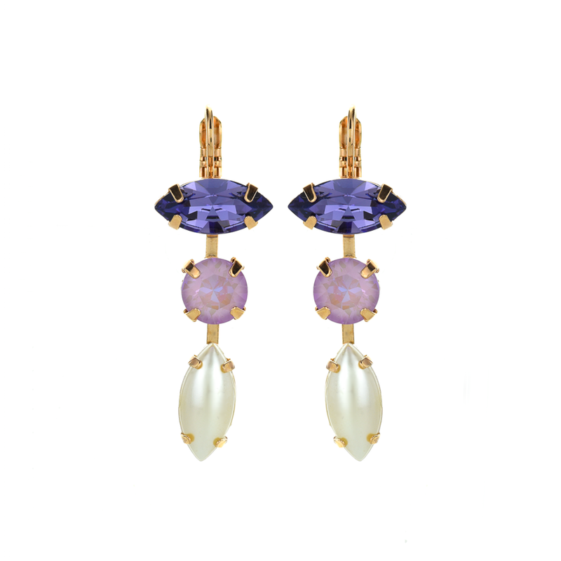 Double Marquise Dangle Leverback Earrings in "Romance"