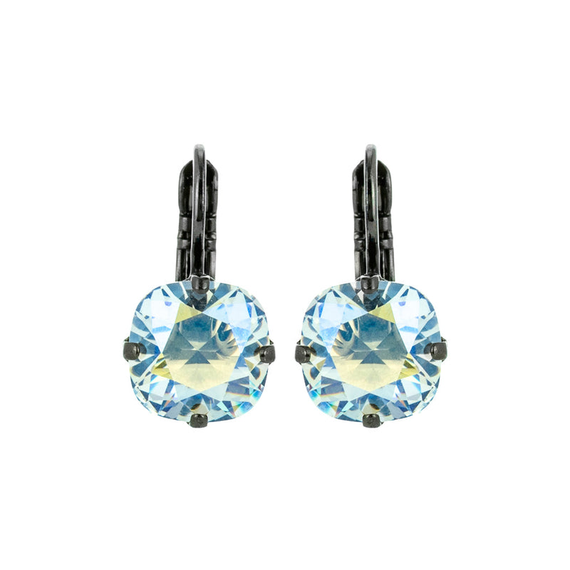 Small Cushion Cut Leverback Earrings in "Crystal Moonlight"