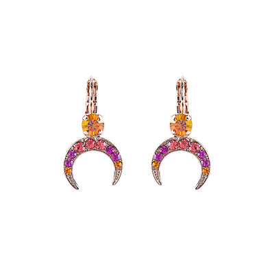 Crescent Moon Post Earrings in "Hibiscus"