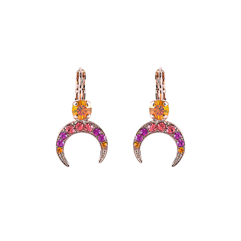 Crescent Moon Post Earrings in "Hibiscus"
