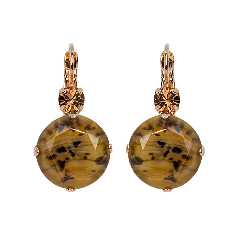 Extra Luxurious Double Stone Leverback Earrings in "Meadow Brown Cheetah"