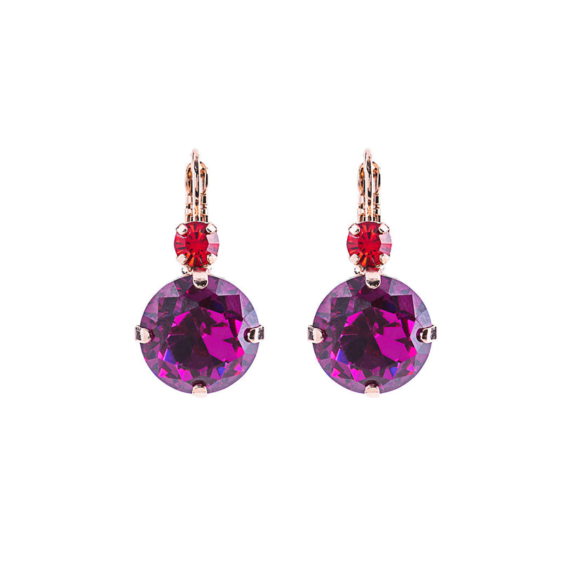 Extra Luxurious Double Stone Leverback Earrings in "Hibiscus"