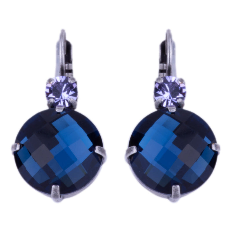 Extra Luxurious Double Stone Leverback Earrings in "Electric Blue"