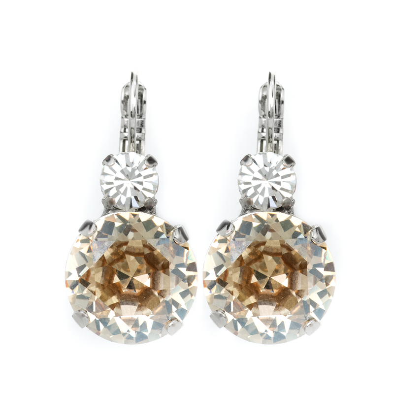 Extra Luxurious Double Stone Leverback Earrings in "Peace"