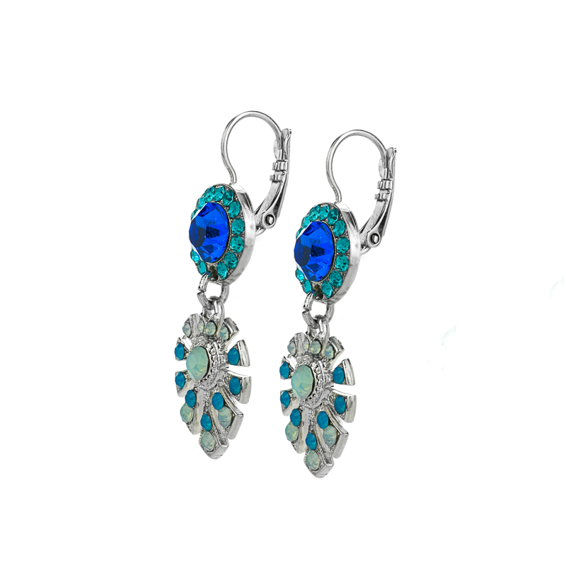 Monstera Leaf Dangle Leverback Earrings in "Serenity"