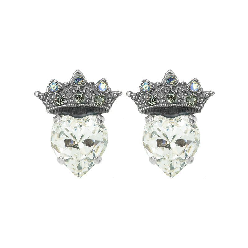 Princess Heart Post Earrings in Clear