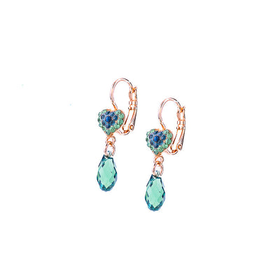 Heart Dangle Leverback Earrings in "Chamomile"