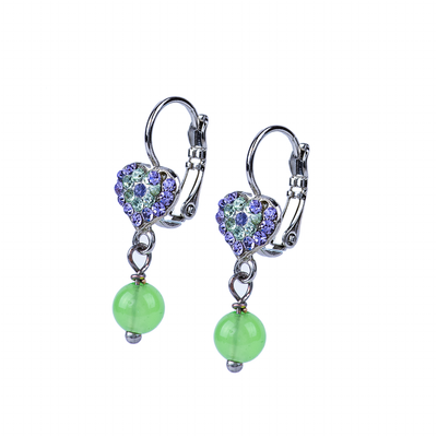 Heart Dangle Leverback Earrings in "Matcha"